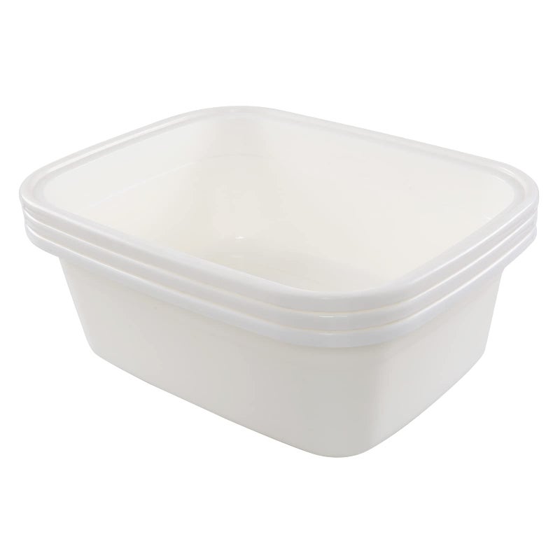 Nicesh 18 Quart Large Dish Pan, 3-Pack Plastic Rectangular Wash Basin, White - Image 1